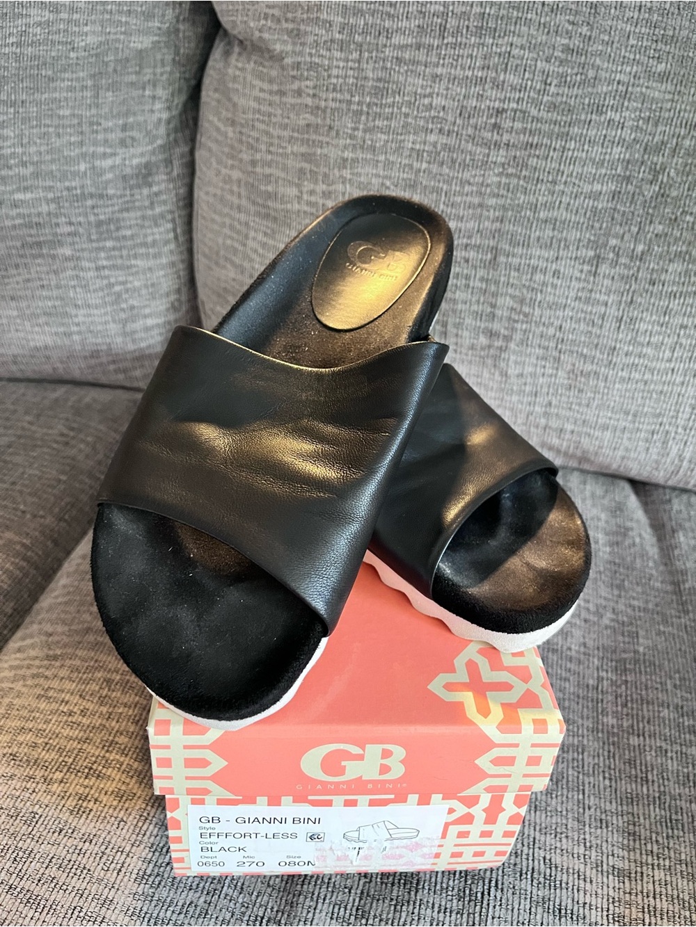 Gianni Bini Black Slip-On Slide Sandals